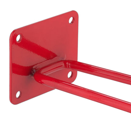 Porte-outils mural, acier rouge, double crochet