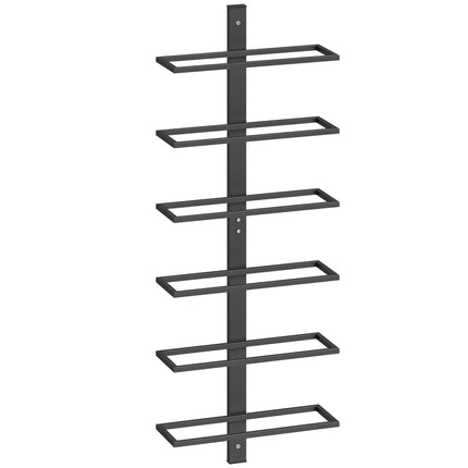 Wandmontiertes Weinregal, 6 Flaschen, schwarzer Stahl
