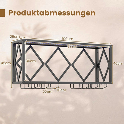 Weinregal zur Wandmontage mit LED-Beleuchtung und Glashaltern
