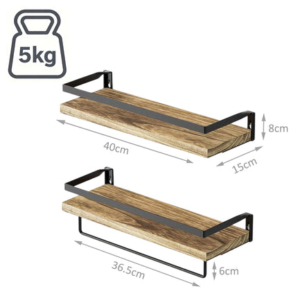 Wandregale, 2er-Set, Holz und Eisen