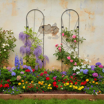 Ensemble de treillis mural, lot de 2, en acier thermolaqué pour plantes grimpantes