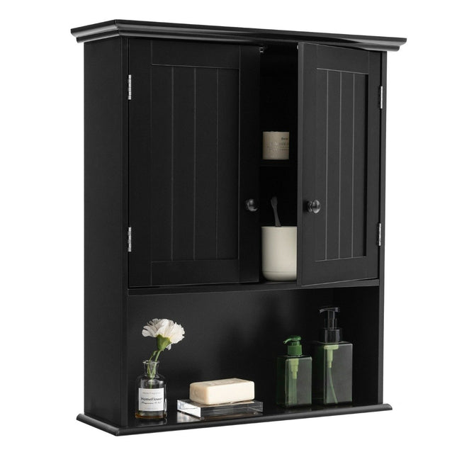 Wandschrank Medizinschrank Wandschrank Doppeltür Badschrank Schwarz