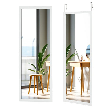 Miroir mural miroir pleine longueur avec crochets de suspension réglables en hauteur 37 x 2 x 120 cm blanc