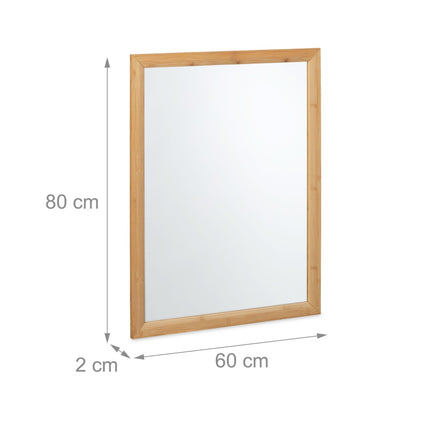 Miroir mural avec cadre en bambou