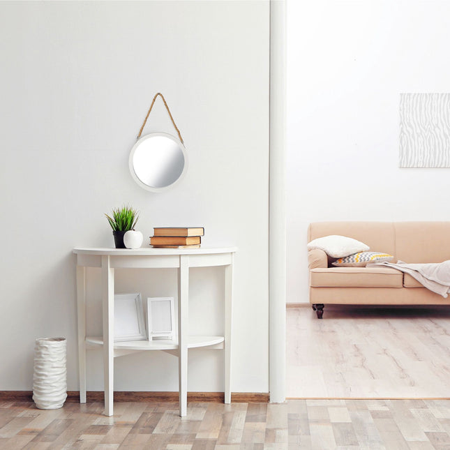 Miroir mural avec suspension en corde