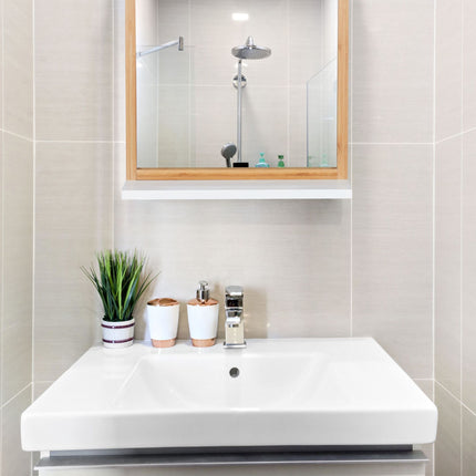 Miroir mural avec étagère