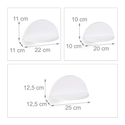 Lot de 3 étagères murales blanches