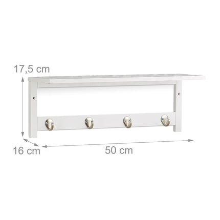 Wall shelf with hanging hooks