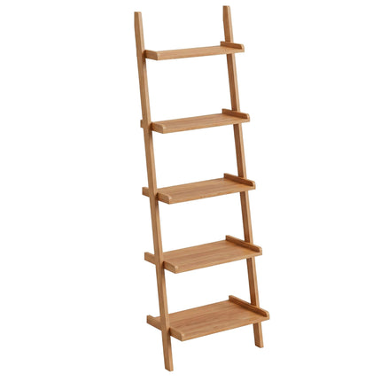 Étagère échelle en noyer, 5 niveaux, finition naturelle, 189 cm