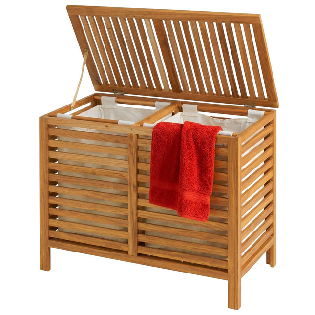 Wäschekorb aus Walnussholz, 150L, 2 Fächer