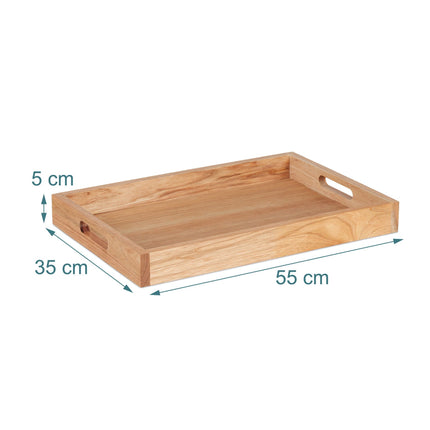 Plateau de service en noyer et MDF avec poignées