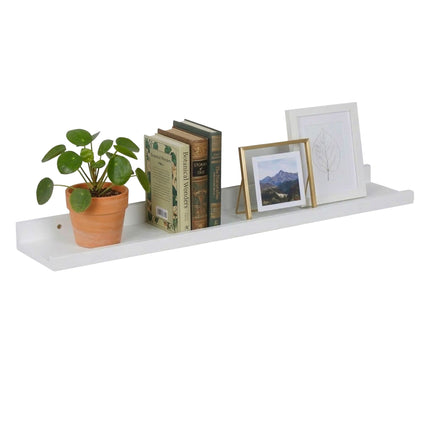 Étagère à tableaux en noyer, étroite avec rebord surélevé