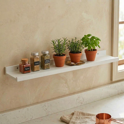 Étagère à tableaux en noyer, étroite avec rebord surélevé