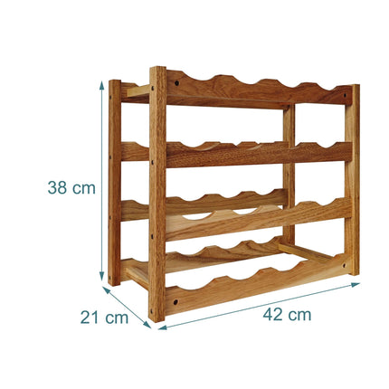 Flaschenregal aus Walnussholz, fasst 16 Flaschen, kompaktes Design