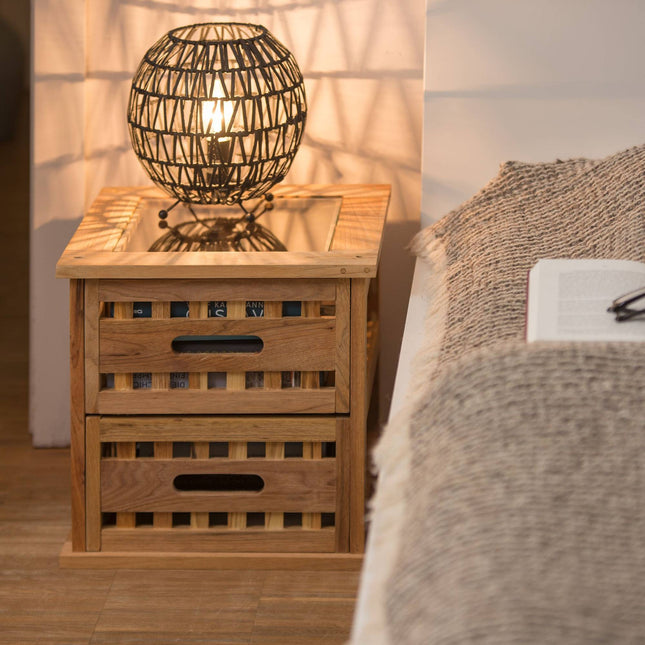 Table d'appoint en noyer avec 2 tiroirs