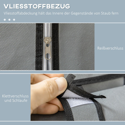 Faltbarer grauer Kleiderschrank, 6 Fächer, 103x43x162,5 cm