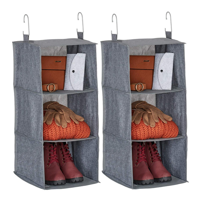 Organisateur de garde-robe suspendu, 3 compartiments, lot de 2