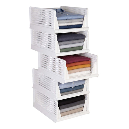 Ensemble de rangement pour armoire, 5 boîtes blanches empilables
