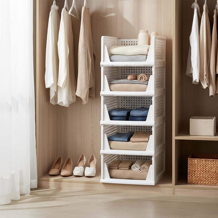 Ensemble de rangement pour armoire, 5 boîtes blanches empilables