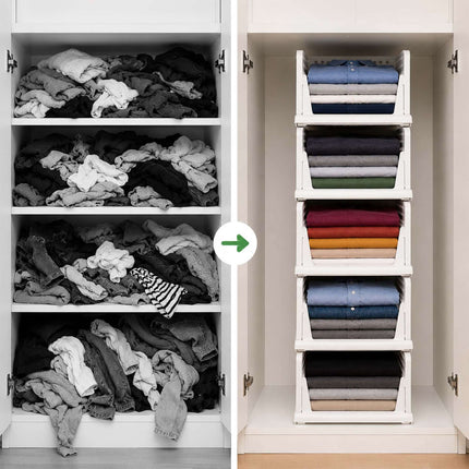Ensemble de rangement pour armoire, 5 boîtes blanches empilables