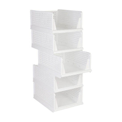 Ensemble de rangement pour armoire, 5 boîtes blanches empilables