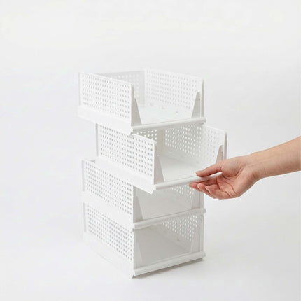 Ensemble de rangement pour armoire, 5 boîtes blanches empilables