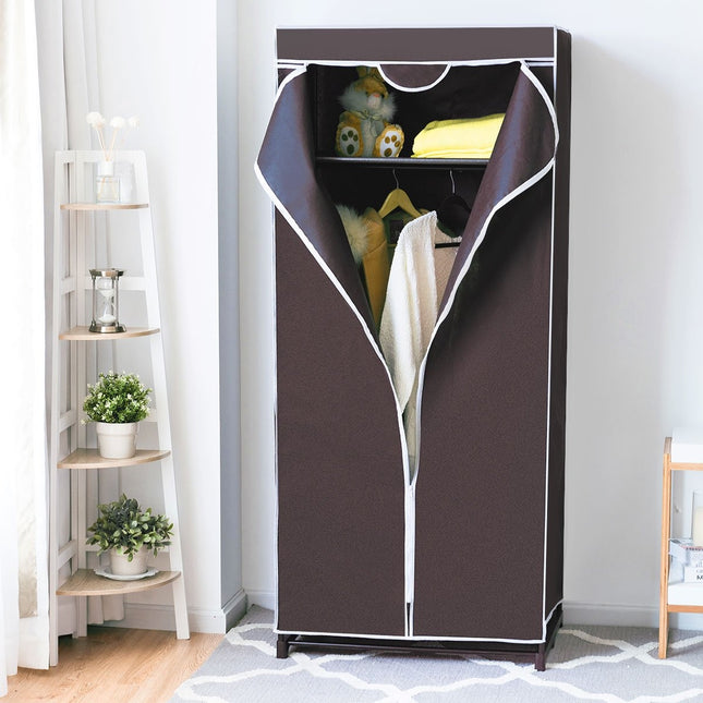 Armoire armoire textile armoire armoire en tissu avec tringle à vêtements 75x50x170cm