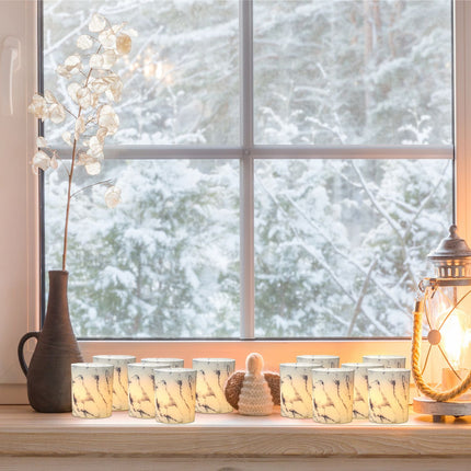 Lot de 12 supports de lumière chaude blancs
