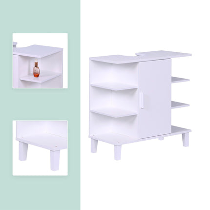 Meuble sous-vasque avec porte et 6 étagères ouvertes, MDF