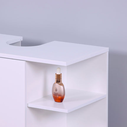 Meuble sous-vasque avec porte et 6 étagères ouvertes, MDF