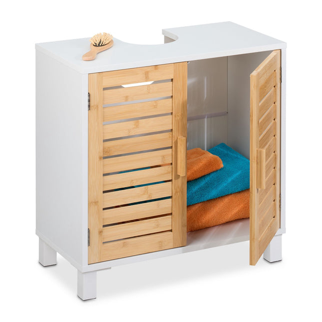 Waschbeckenschrank mit Bambustüren