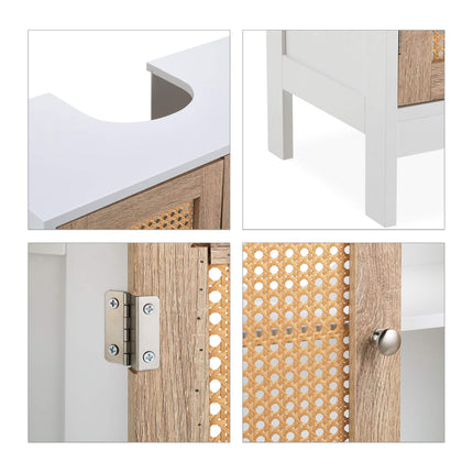 Waschbeckenschrank mit Rattantüren