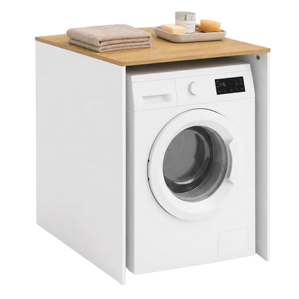 Meuble lave-linge avec étagère, blanc, bois d'ingénierie