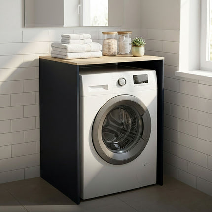 Meuble lave-linge avec étagère, blanc, bois d'ingénierie