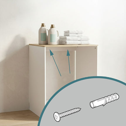 Meuble lave-linge avec étagère, blanc, bois d'ingénierie