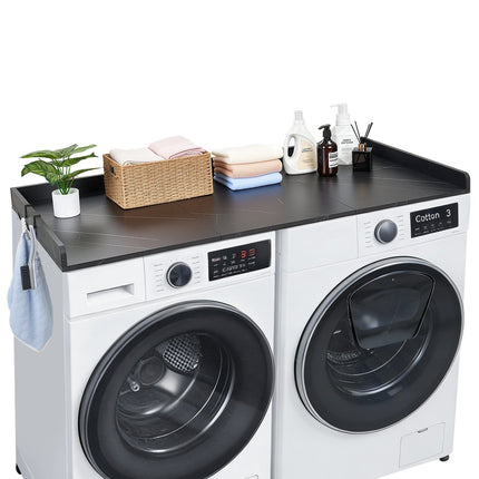 Washer Dryer Countertop 137x69.9 cm, Hooks, Edge, Black