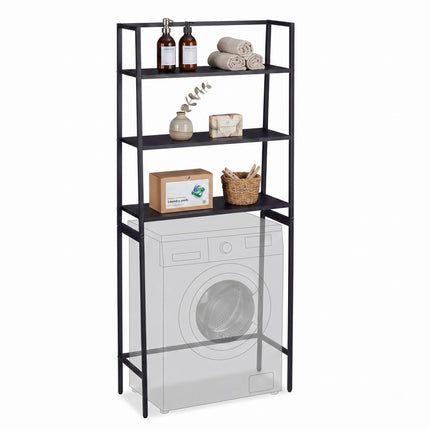 Étagère supérieure pour machine à laver, unité de rangement à 3 niveaux, noire