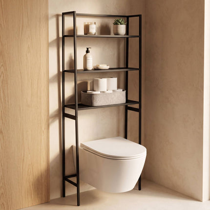 Étagère supérieure pour machine à laver, unité de rangement à 3 niveaux, noire