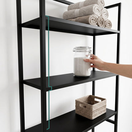 Étagère supérieure pour machine à laver, unité de rangement à 3 niveaux, noire