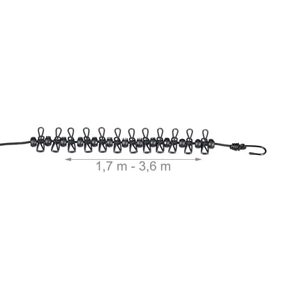 Corde à linge avec 12 pinces, lot de 3