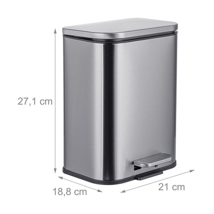 Poubelle de 5 L, fermeture amortie, anti-traces de doigts