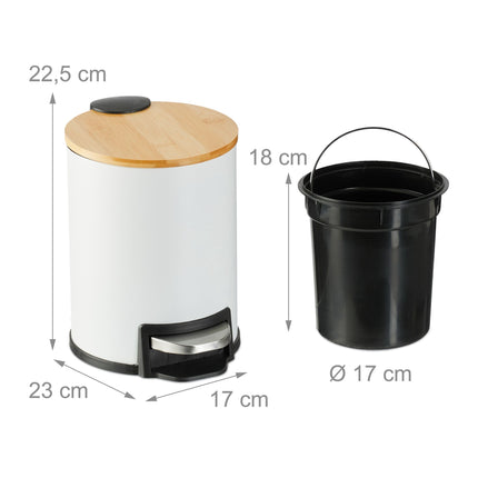 Poubelle de salle de bain 3 litres avec couvercle en bambou