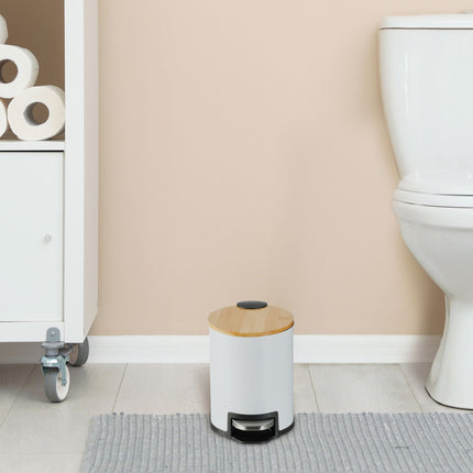 Poubelle de salle de bain 3 litres avec couvercle en bambou