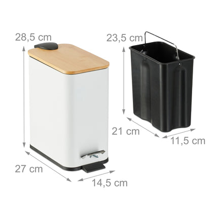 Poubelle de salle de bain 5 litres avec couvercle en bambou