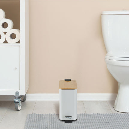 Poubelle de salle de bain 5 litres avec couvercle en bambou
