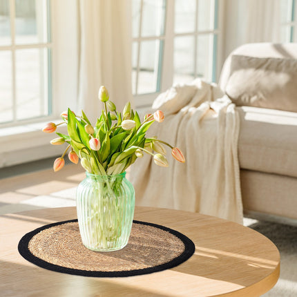 Tischsets aus Wasserhyazinthe, 6er-Set, rundes Design