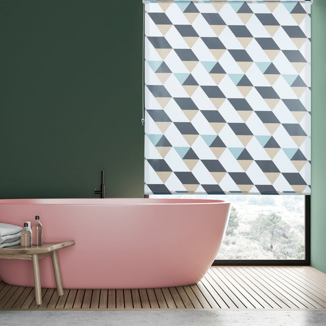 Wasserabweisendes Bad-Rollo, geometrisches Design