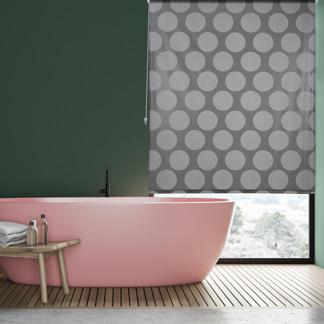 Wasserabweisendes Bad-Rollo, graues Punkte-Design