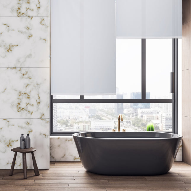 Store enrouleur de salle de bain hydrofuge, blanc translucide