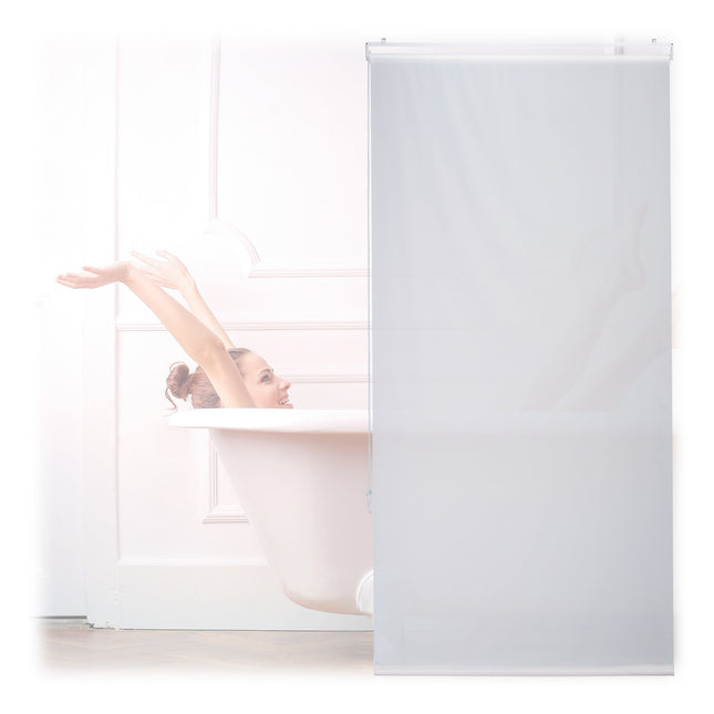 Store enrouleur de salle de bain hydrofuge, blanc translucide